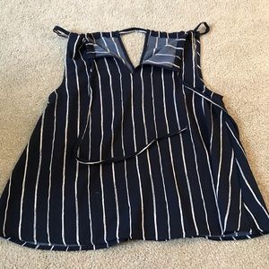 A&F navy stripe sleeveless blouse